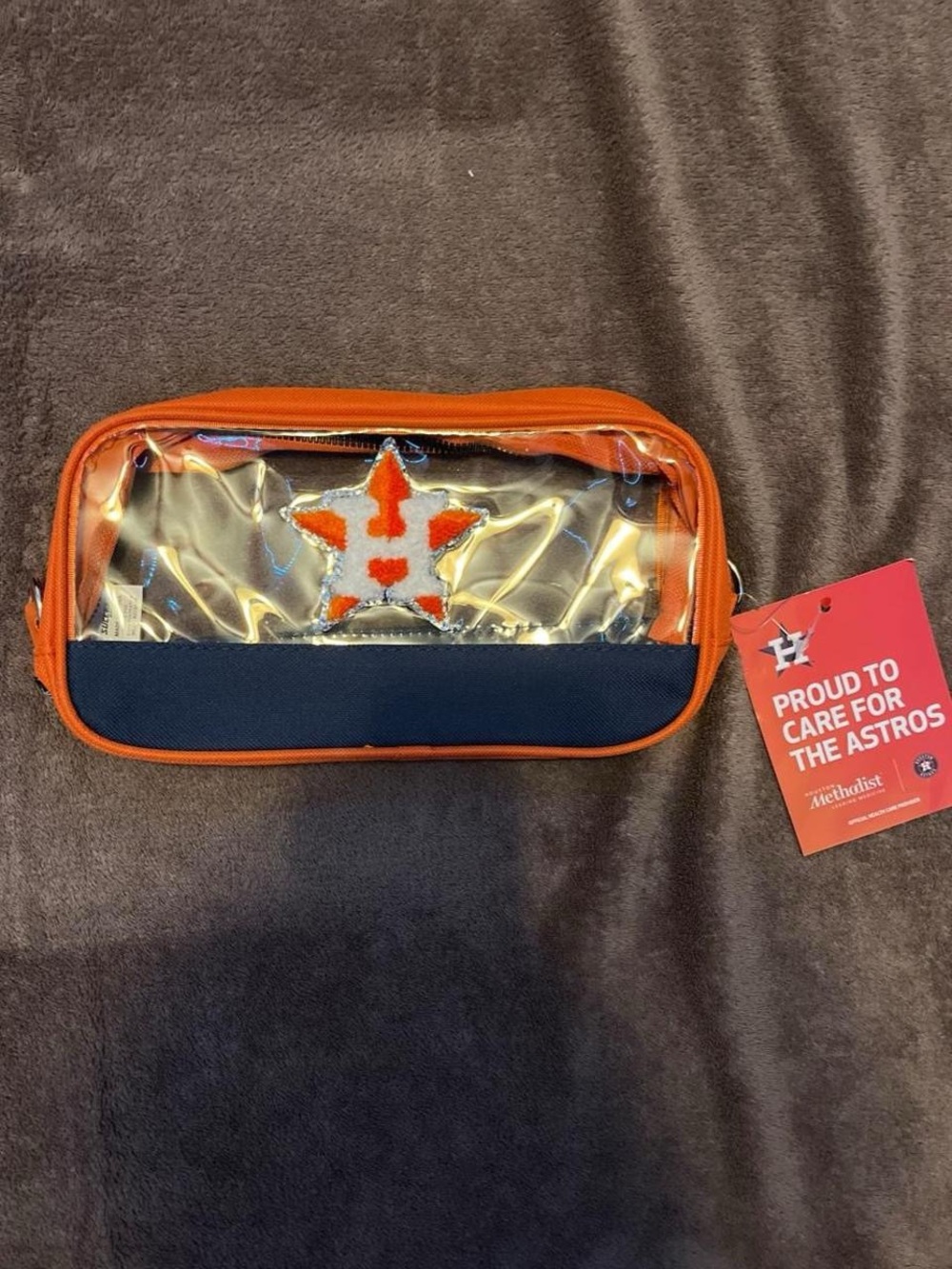 Clear Cosmetic Pouch - Orange/Navy
